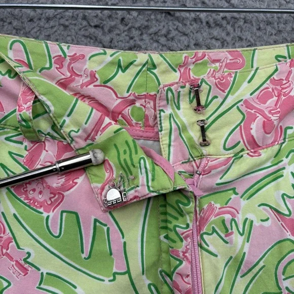 Lilly Pulitzer Monkey Music Pants Womens 8 Pink Green Cropped Capri Fun Tropical - Picture 4 of 8